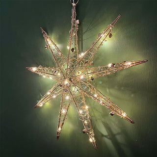 3D Gold Christmas Star Light | 20 LED Battery Operated Window Decoration - 32cm