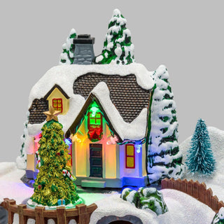 Enchanted Forest LED Christmas Scene | Light-up Village with Movement - 37cm