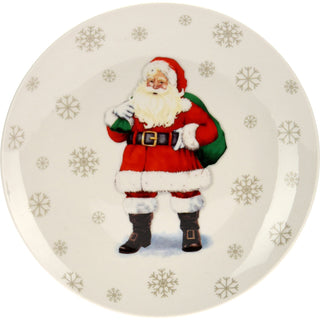 Ceramic Santa Claus Christmas Dinner Plate, 26.5cm Festive Snowflake Design