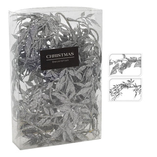 Silver Leaf Christmas Garland | Artificial Vine for Christmas Tree - 180cm