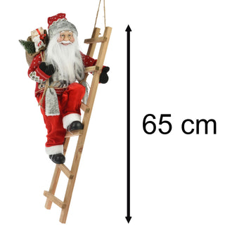 Santa on a Ladder Figurine | Traditional Climbing Father Christmas Decoration - 65cm