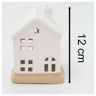 White Ceramic LED House | Christmas Village Light Up House Festive Ornament