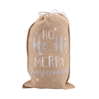 Hessian Santa Father Christmas Present Gift Sack Bag ~ Merry Proseccomas