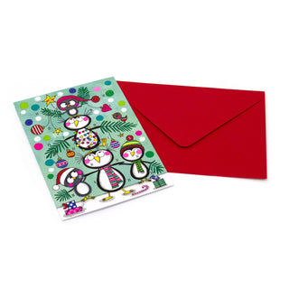 Penguin Christmas Tree - Christmas Advent Calendar Greetings Card & Envelope