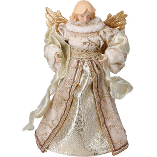 Angel Christmas Tree Topper, 30cm Traditional Festive Angel with Gold Wings